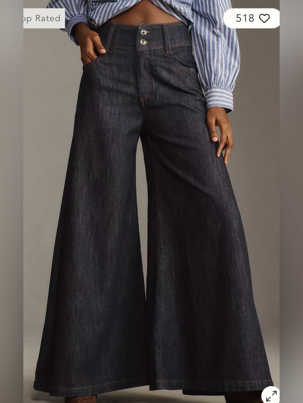 Pilcro Wide-Leg High-Rise Black Denim Jeans - Picture 2 of 11